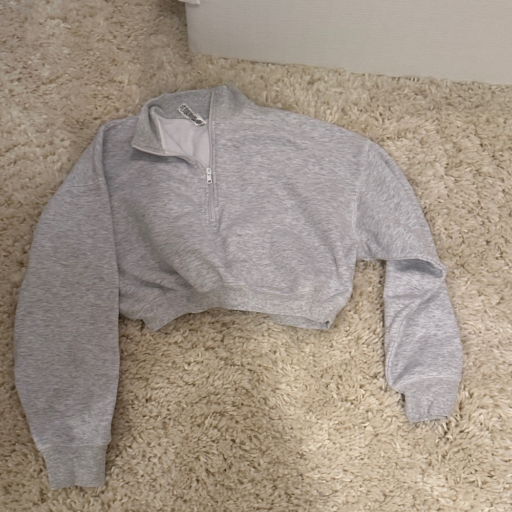 Gray Half-Zip Women's Top